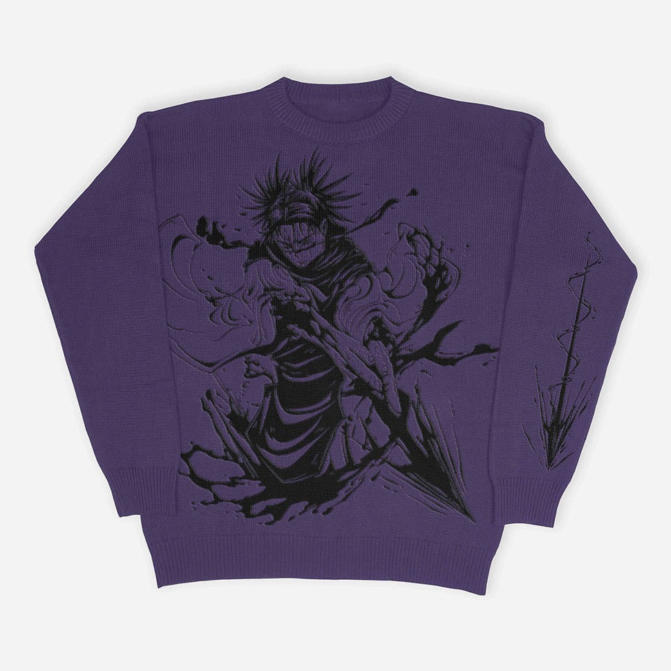 Gothic Cartoon Pattern Hip Hop Knitted Sweaters