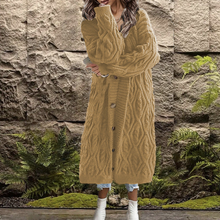 Women's Durable Knitted Loose Button Long Knitwear