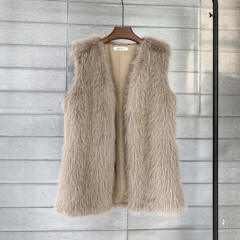 Women's Mid-length Fox Fur Warm Imitation Tuscan Coats