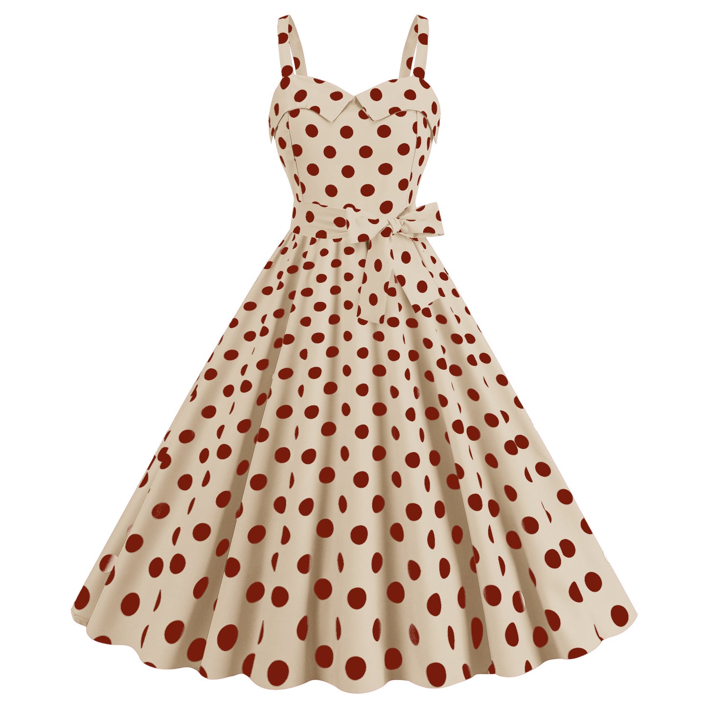 Women's Spaghetti Straps Chest Wrap Polka Dot Dresses