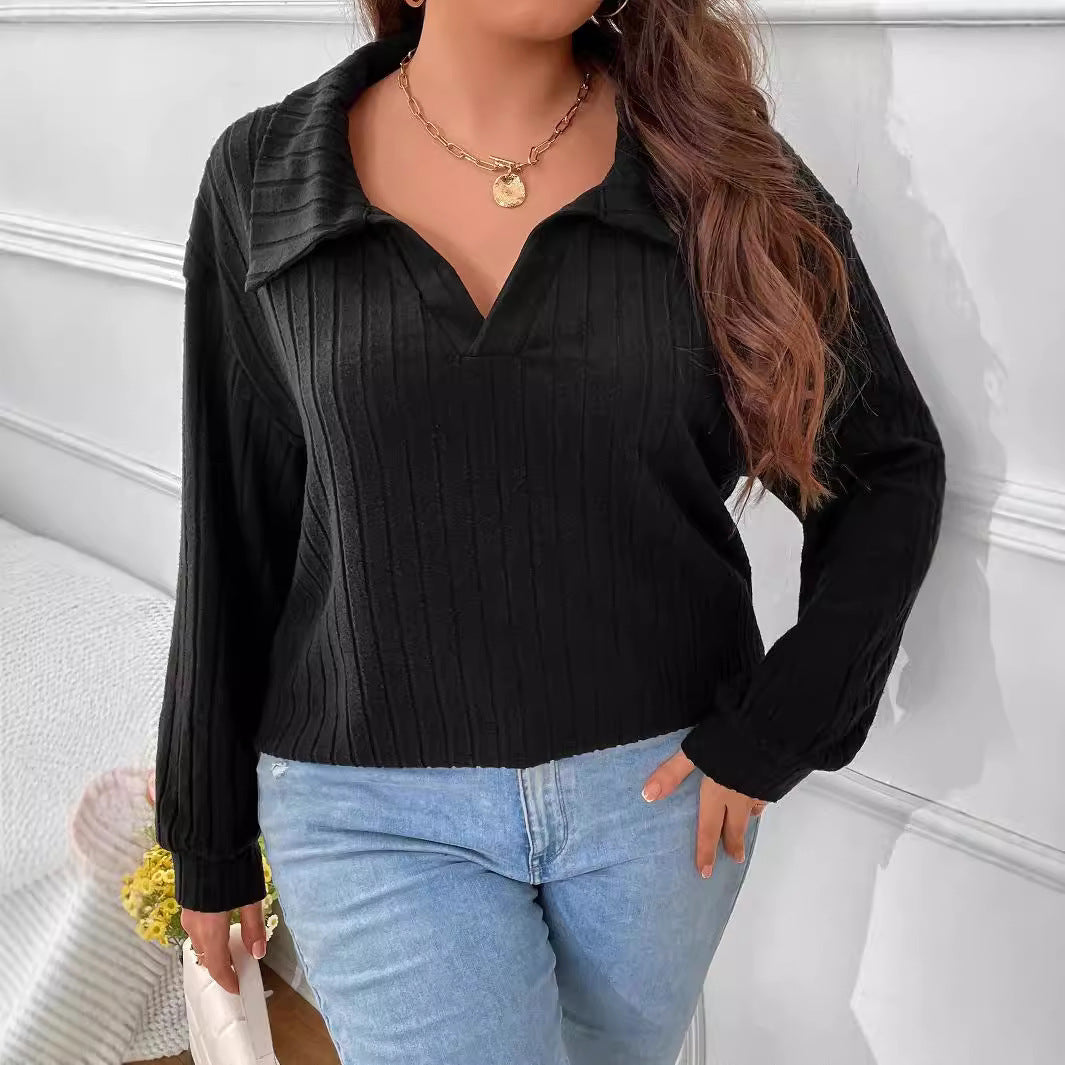 Women's Color Clothes V-shaped Lapel Long Sleeve Blouses