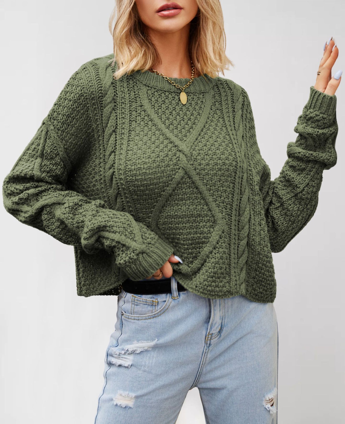 Women's Twist Twisted Rope Loose Thick Needle Sweaters