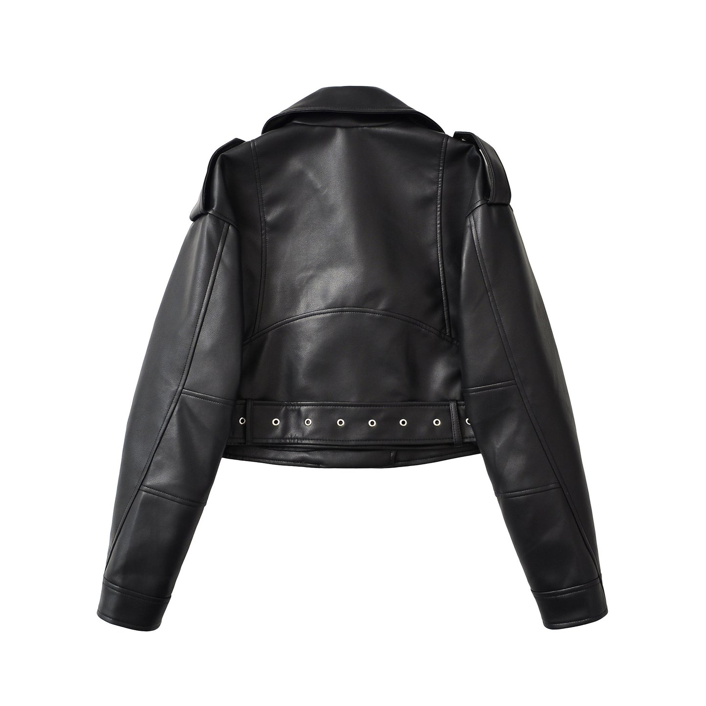 Women's Retro Cropped Leather Design Loose-fitting Jackets