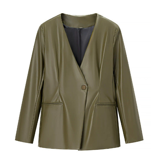 Women's Graceful Retro Fashion Temperament Leather Jackets