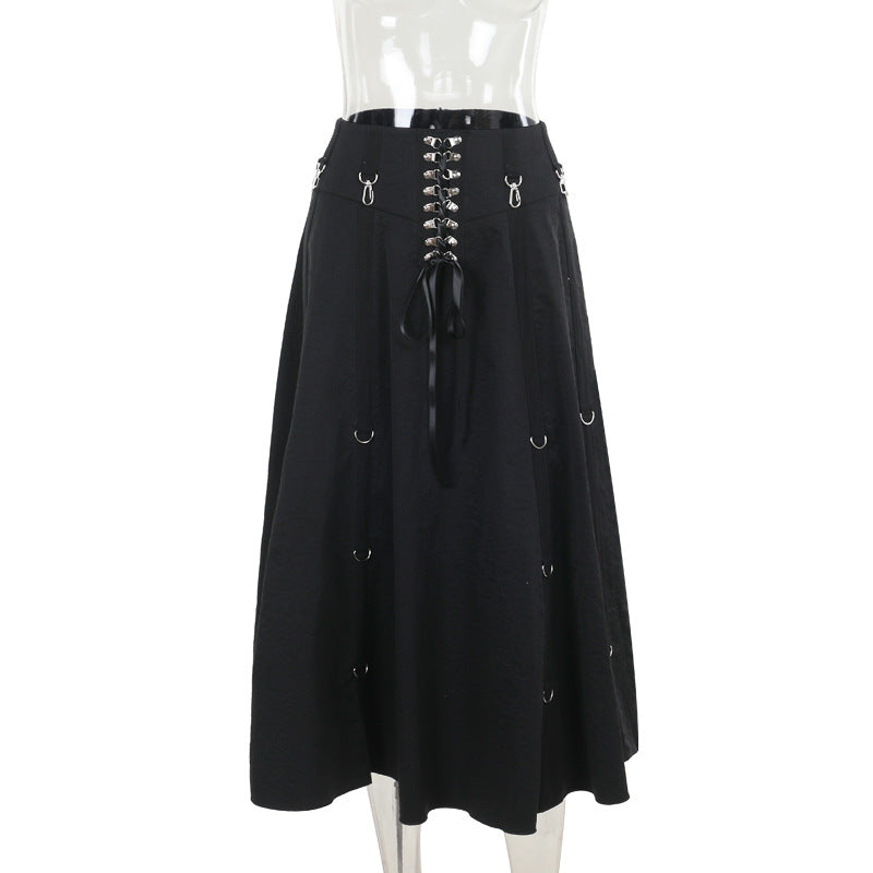 Women's Gothic Dark Style Sexy Lace Up Two-way Large A- Skirts