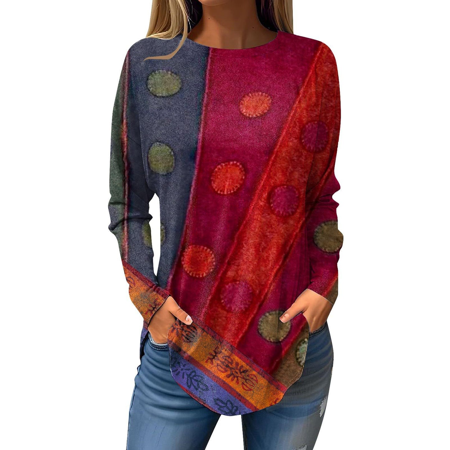 Crafts Summer Hem Arc Loose Long Blouses