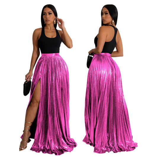 Women's Graceful Fashionable Solid Color High Waist Skirts
