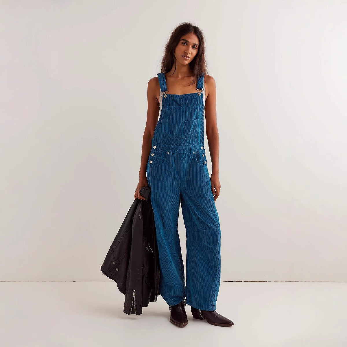 Women's Corduroy Overalls Fashion Loose One-piece Pants