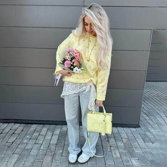 Women's Autumn Gentle Floral Round Neck Loose-fitting Sweaters