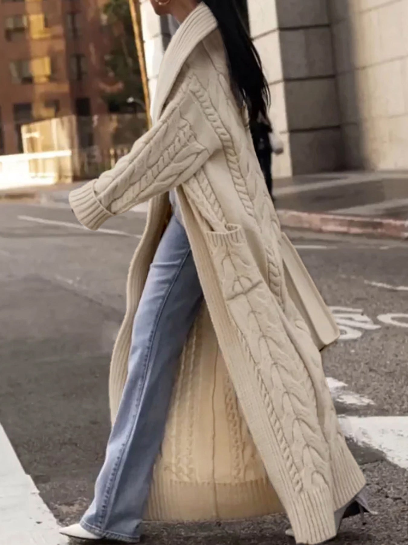 Source Thick Hemp Flowers Large Lapel Sweaters