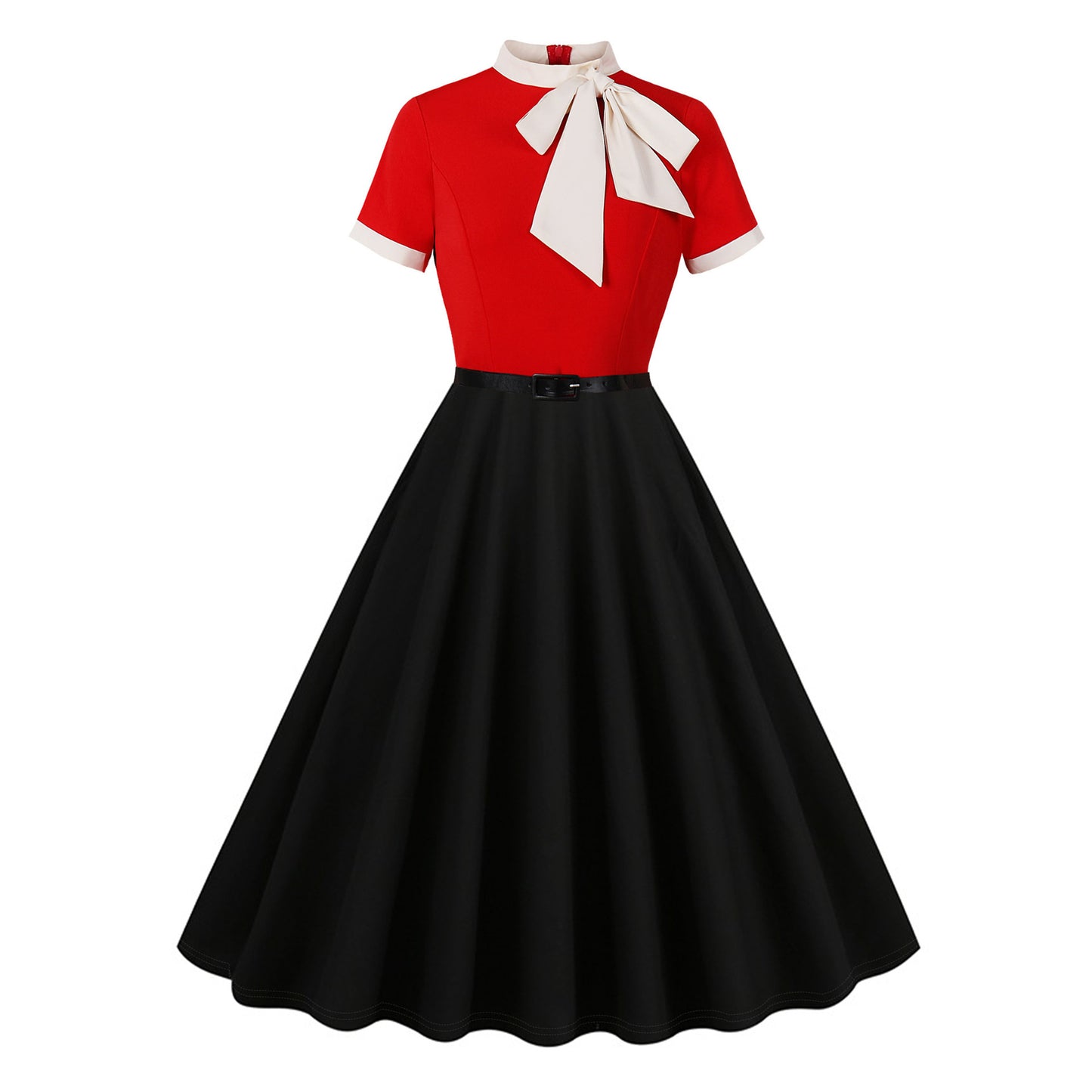 Women's Dress Sleeve Summer Bow Patchwork Elegant Dresses