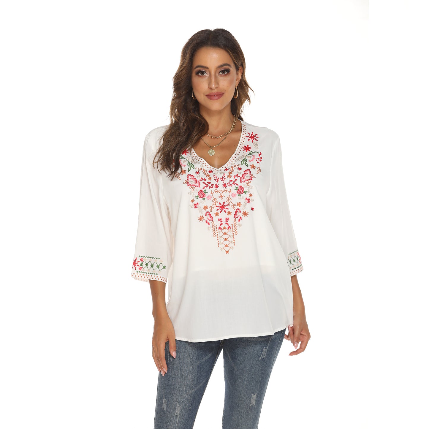 Women's Popular Classy Graceful Loose Embroidered Tops