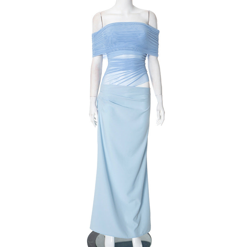 Women's Autumn Mesh Irregular Pleated Dress Dresses