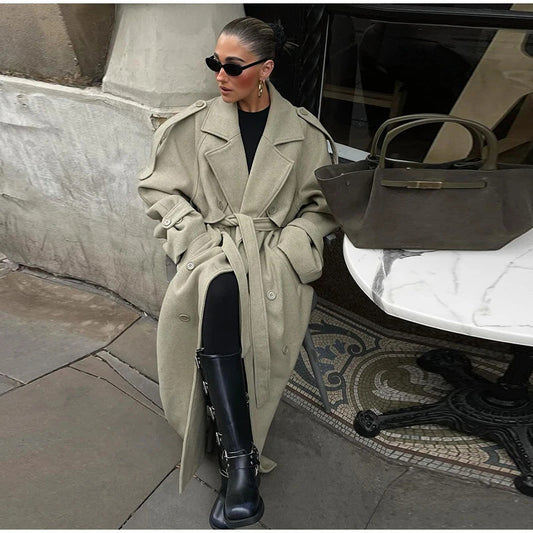 Women's Popular New Scarf Design Woolen Coats