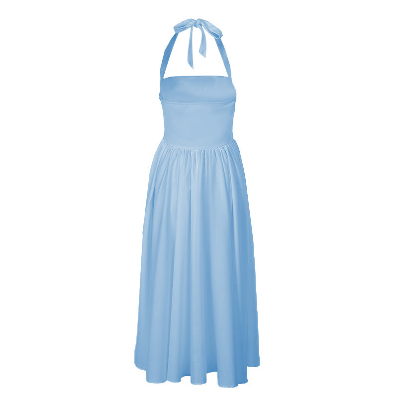 Backless Waist Trimming A- Line Dress Dresses