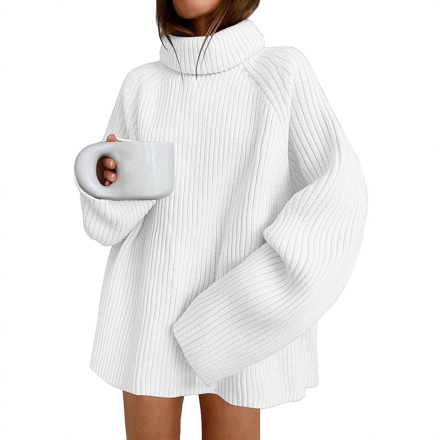 Women's Knitted Pullover Fashion High Collar Loose Sweaters