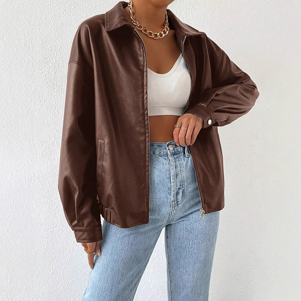 Hot Leather Retro Long Sleeve Zipper Jackets