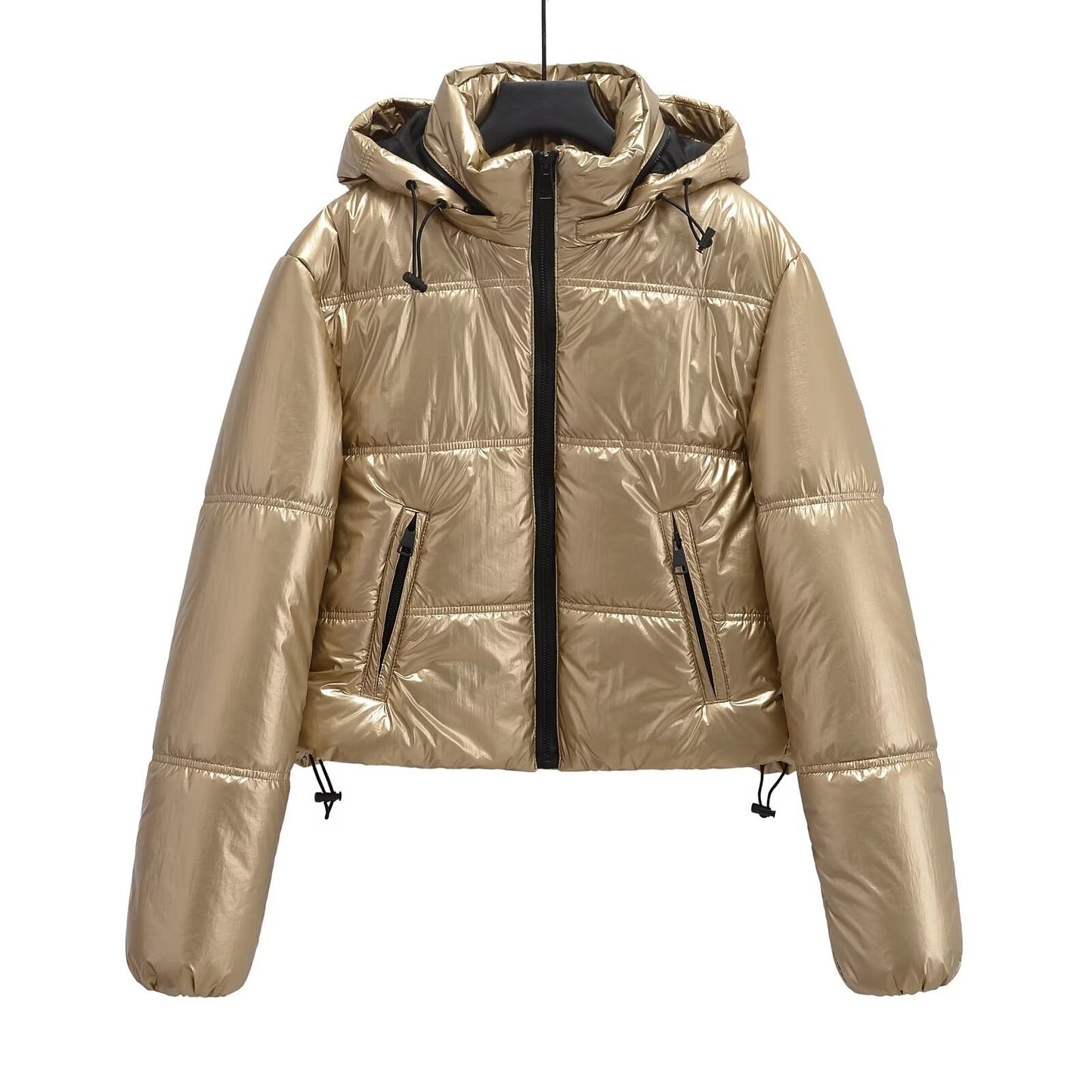 Women's Winter Hot Metallic Hooded Cotton Thickened Coats