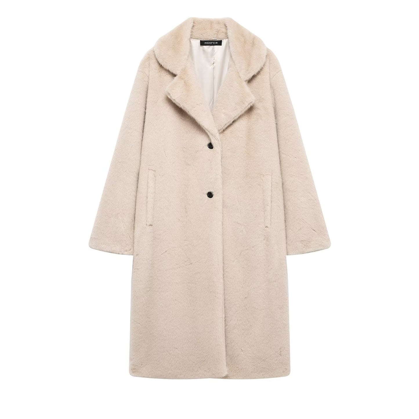 Women's Loose Collar Fur Effect Outside Coats