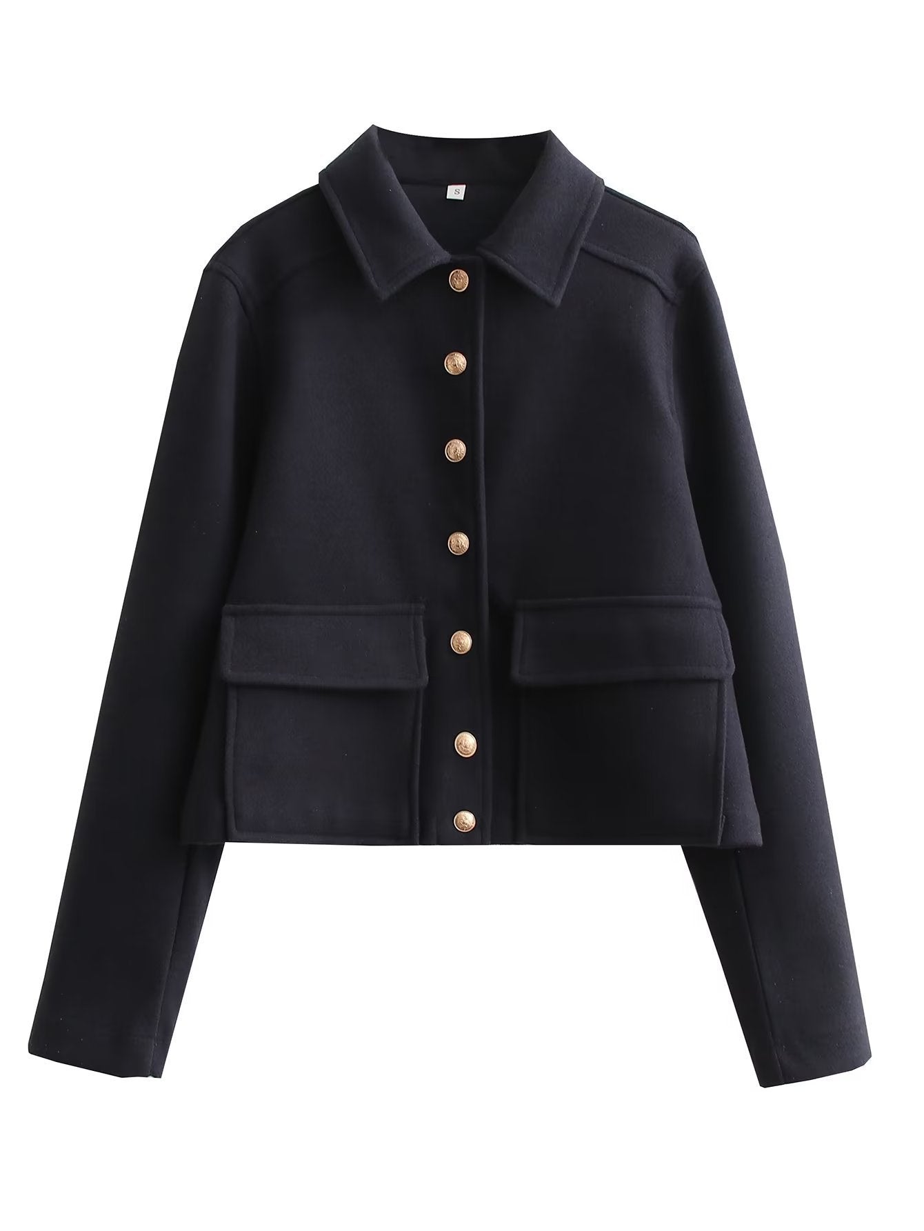 Women's Lapel Single Breasted Soft Metal Buckle Coats