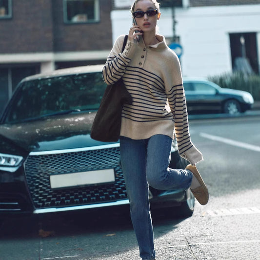 Women's Glamorous Knitted Russian Clothes Stripes Sweaters