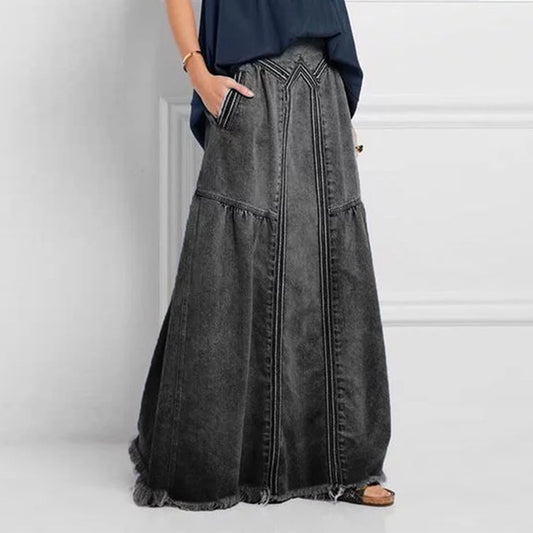 Women's Denim A- Style Binding Tape Brushed Jeans