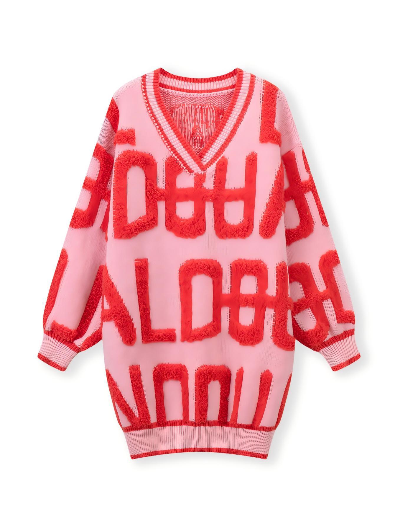 Women's Towel Embroidery Letter Loose Lazy Style Knitwear