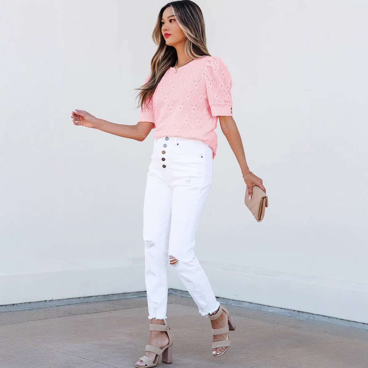 Women's T-shirt Casual Round Neck Half Sleeve Blouses