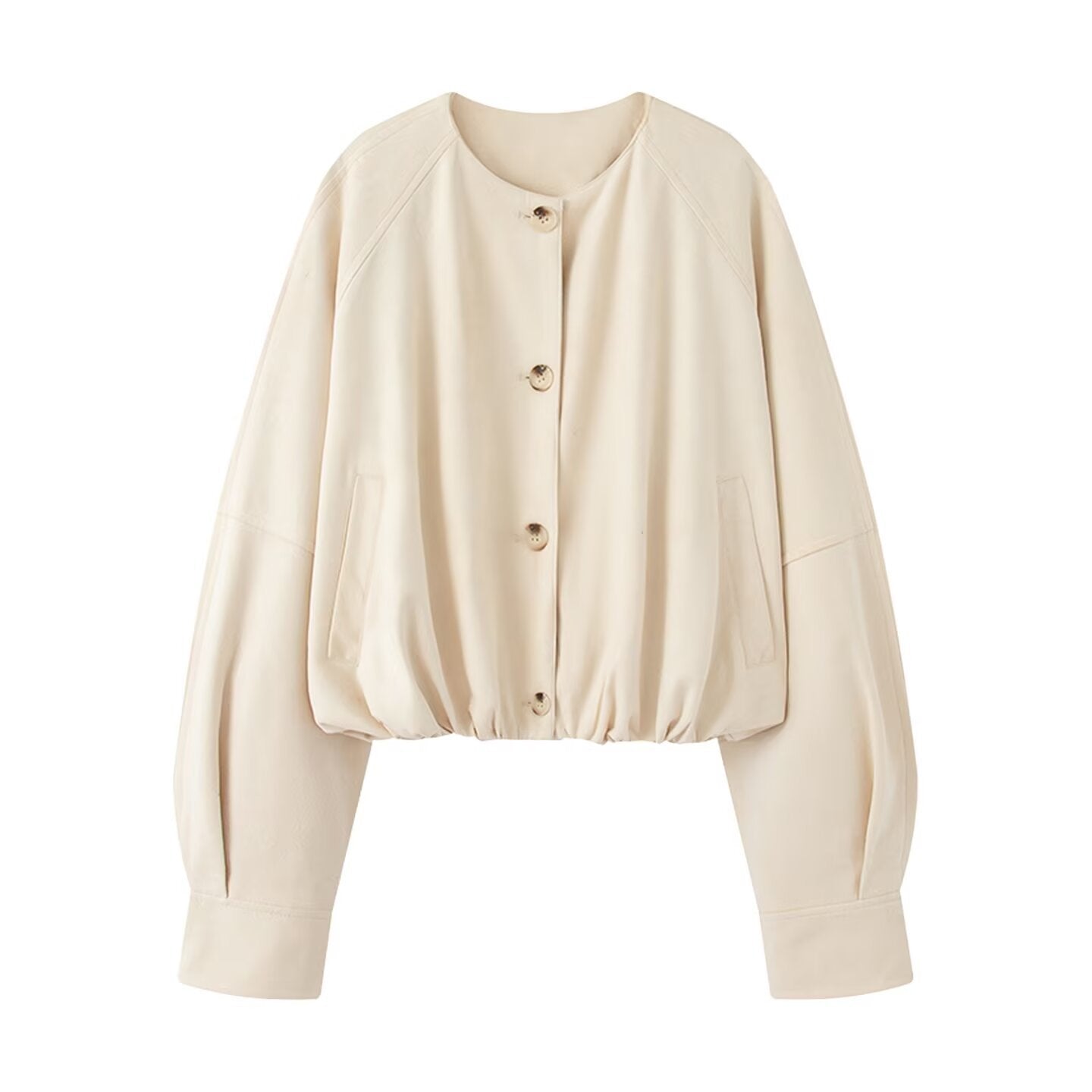 Women's Autumn Round Neck Long Sleeve Single-breasted Jackets