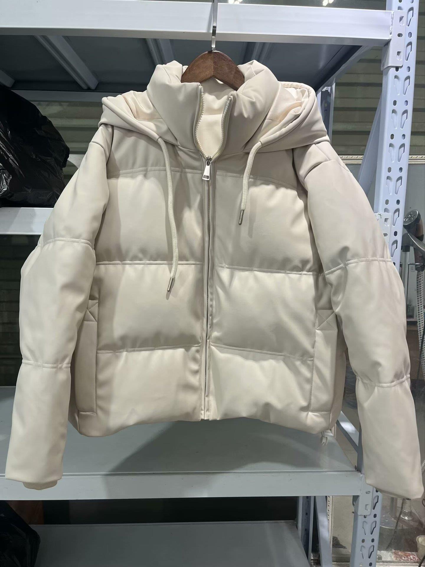 Women's Fashion Wear Hooded Warm Faux Leather Coats