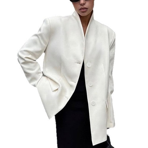 Women's Stand-up Collar Cinched Autumn Temperament Wild Jackets