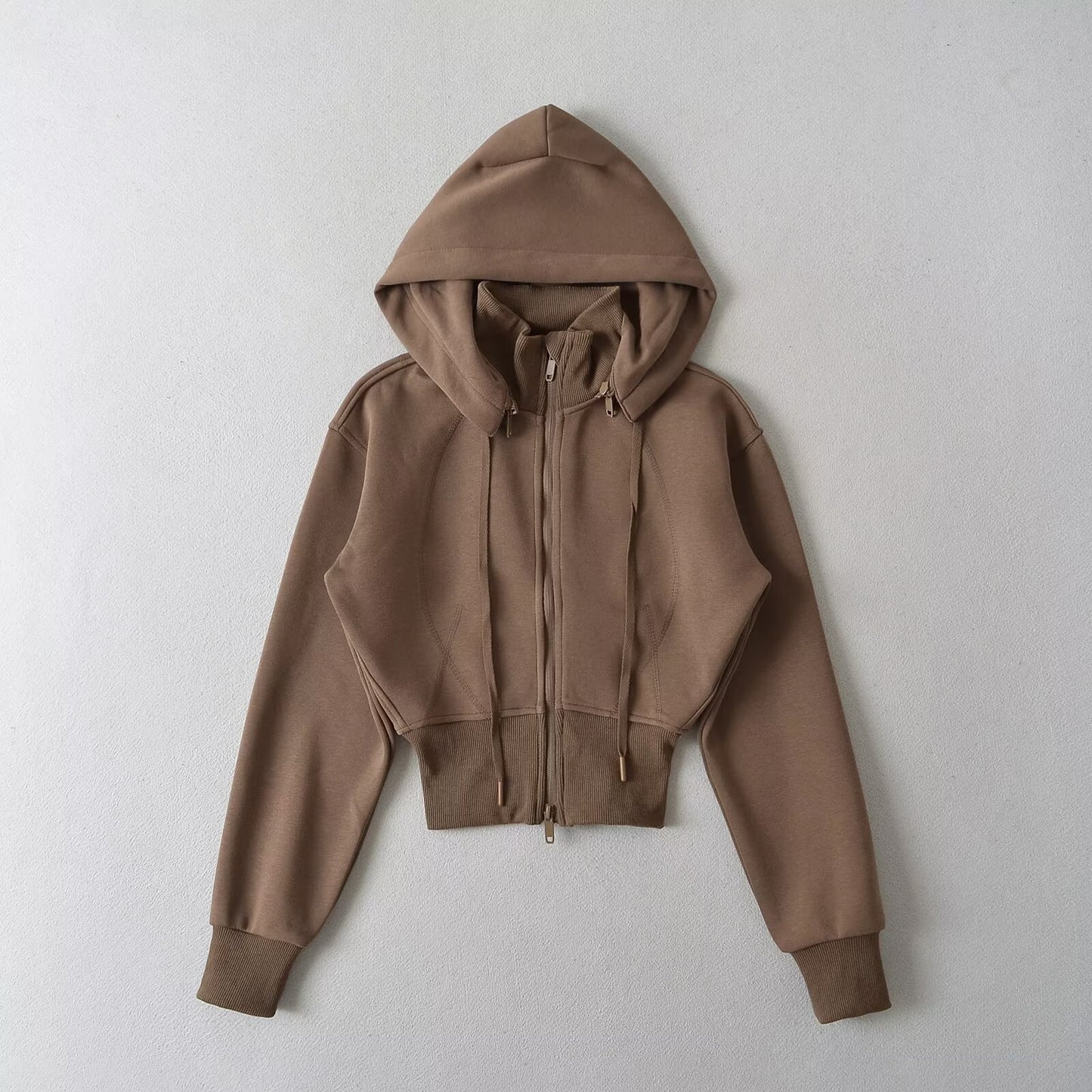 Women's Style Detachable Hooded Waist Long Sleeve Sweaters