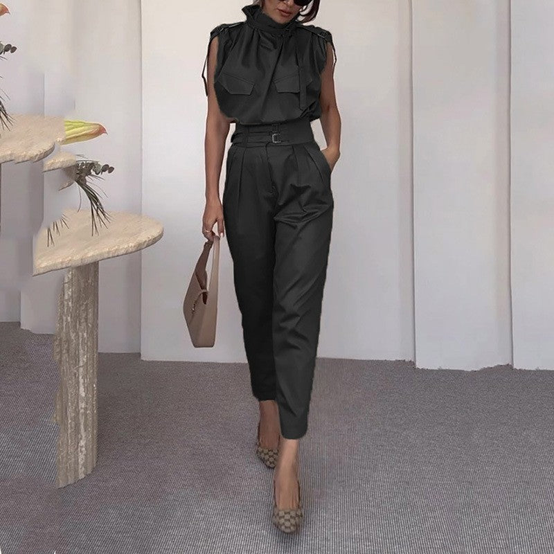 Women's Summer Sleeveless Solid Color Temperament Commute Suits