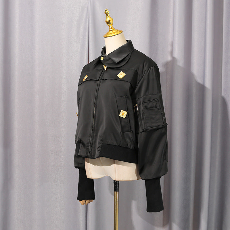 Women's Comfort Casual Style Stand Collar Stitching Design Coats