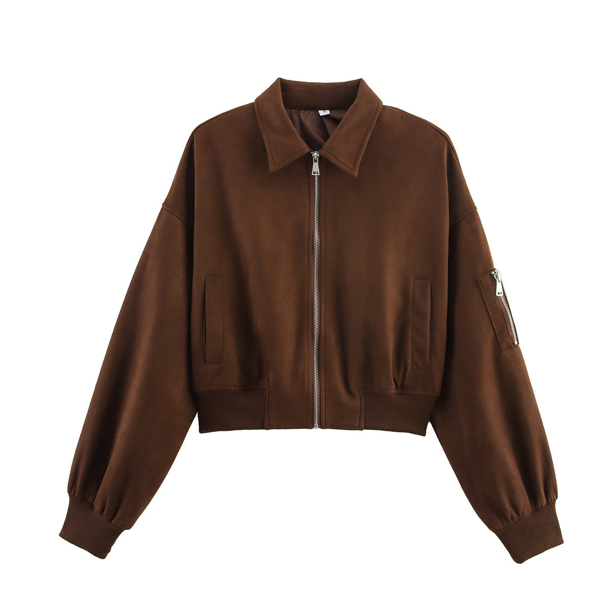 Women's New Glamorous Suede Texture Flight Jackets