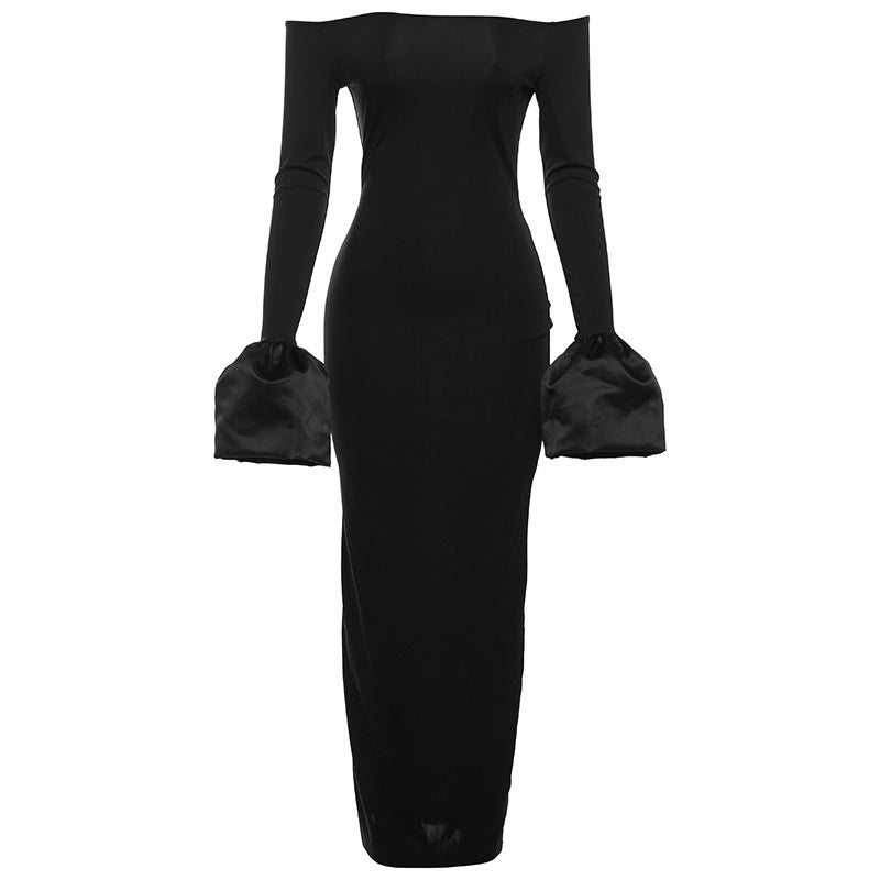 Women's Fashion Puffed Sleeves Long Sleeve Slim Dresses