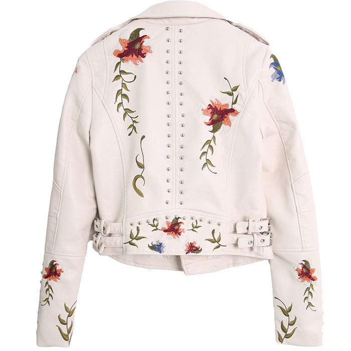 Women's Young Graceful Embroidery Rivet Heavy Metal Jackets