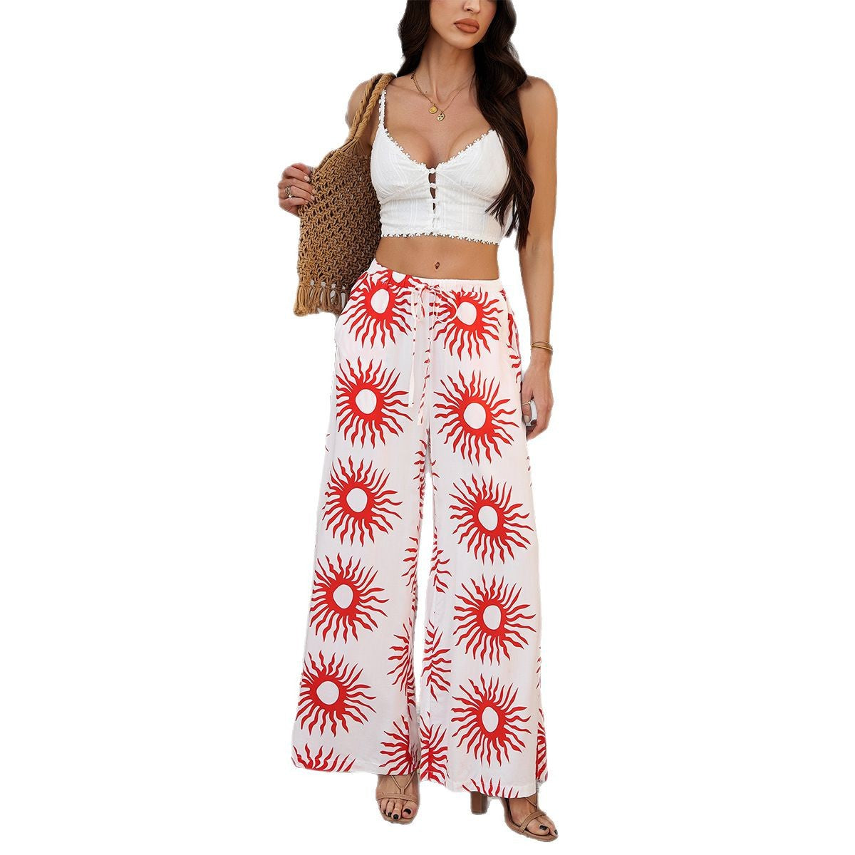 Women's Vacation Style Rayon Printed Versatile Casual Pants