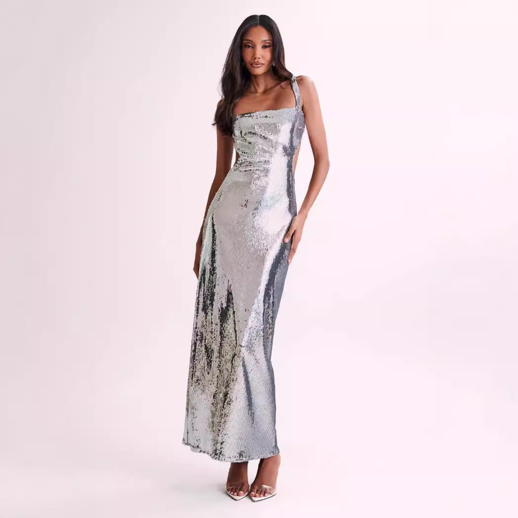 Women's Sequined Dress Sexy Backless Slim Fit Dresses