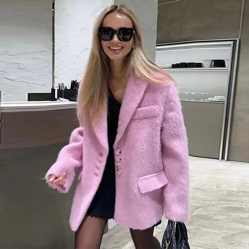 Women's Spring Street Fashion Casual Long Wool Suits