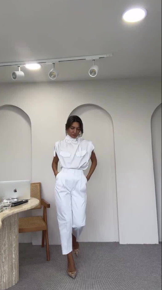 Women's Summer Sleeveless Solid Color Temperament Commute Suits