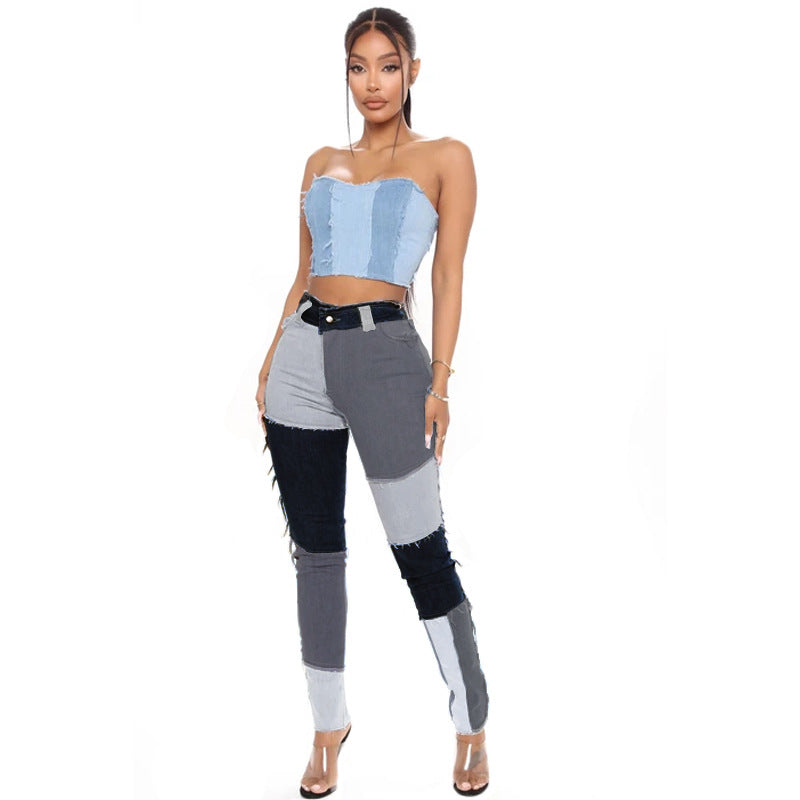 Women's Source Head Super Elastic High Waist Tassel Pencil Slim Jeans
