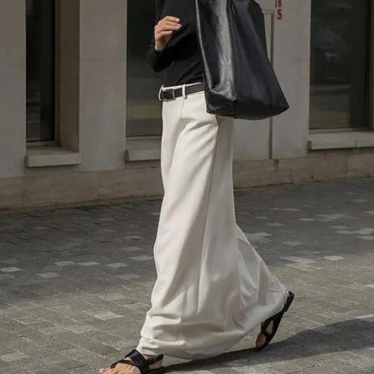 Women's Style Milky White Commuter Mopping Loose Profile Skirts