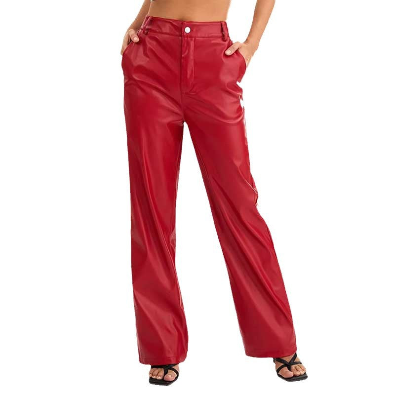 Women's Leather Casual Loose Hot High Waist Pants