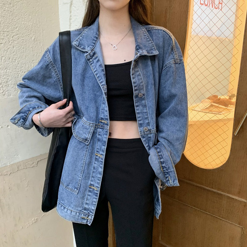 Women's Denim Loose Versatile Retro Long-sleeved For Jackets
