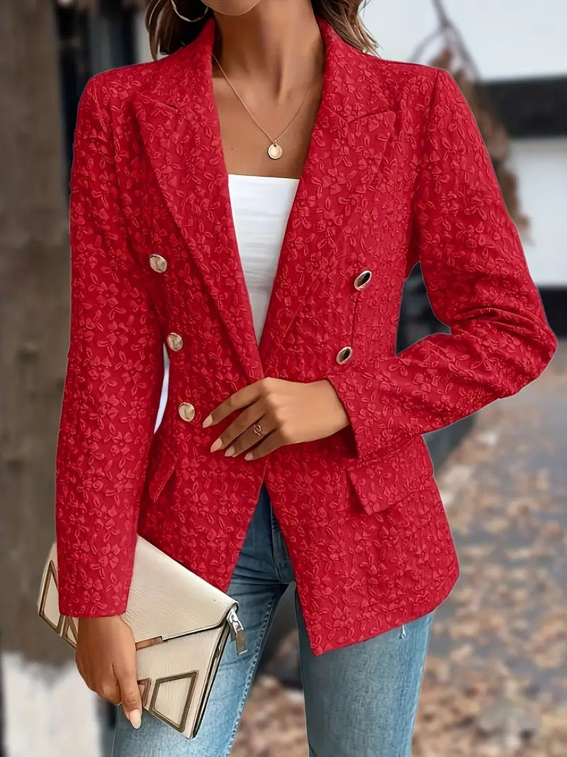 Women's Winter Fashion Temperament Pure Color Double Blazers