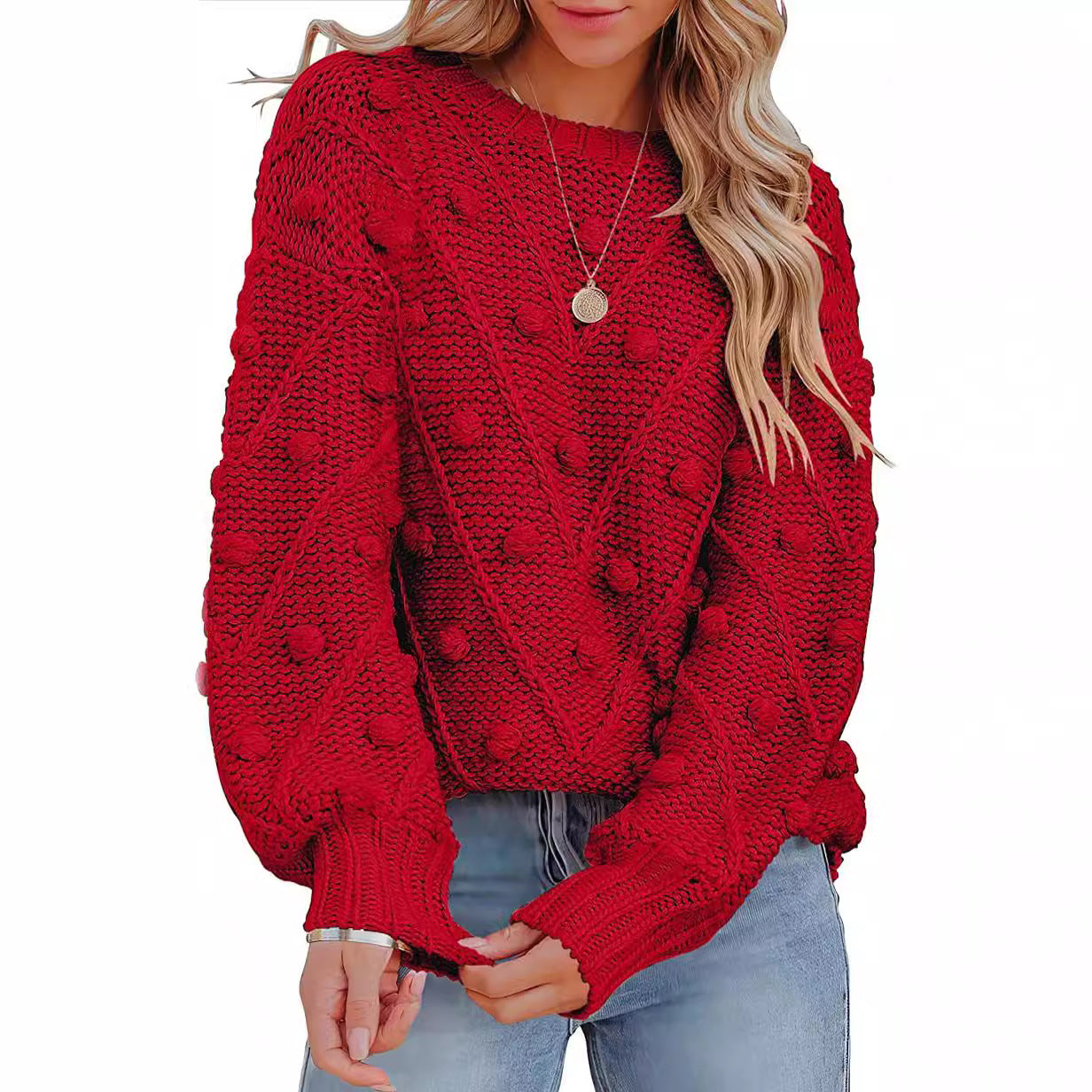Women's Wool Ball Loose Long Sleeve Pullover Sweaters