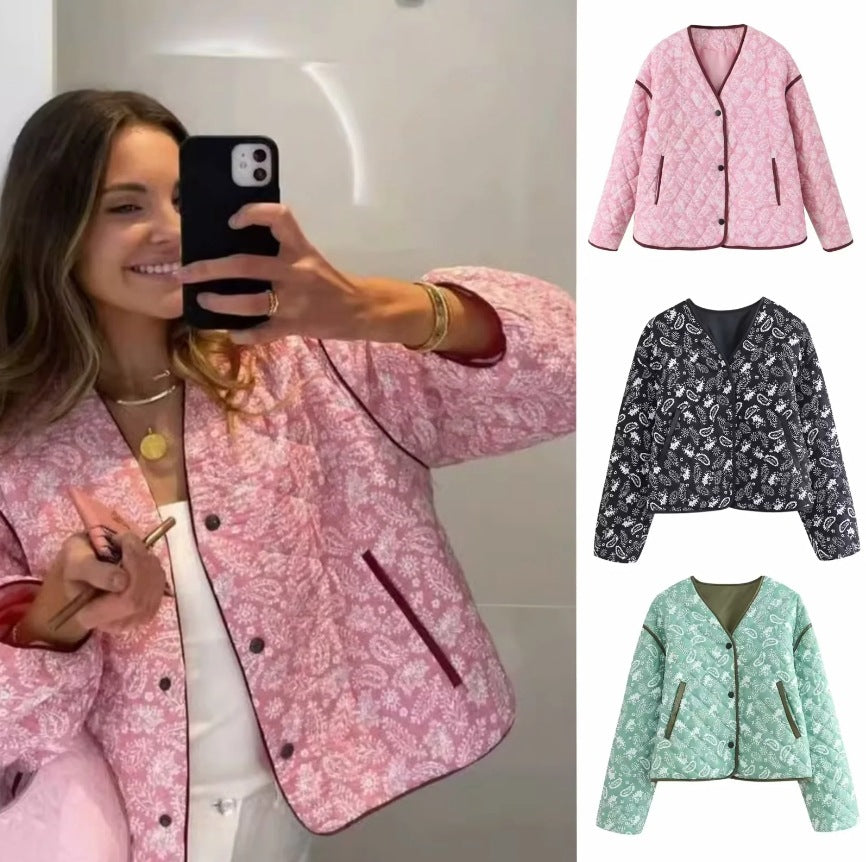 Women's Pink Printing Splicing Rest Assured Jackets
