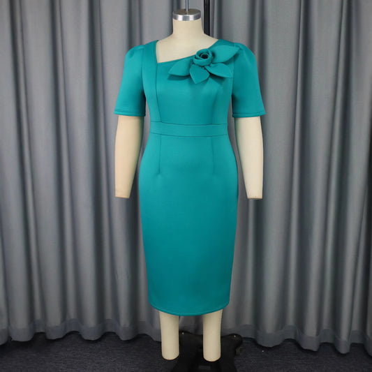 Asymmetric Collar High Waist Dress Party Dresses