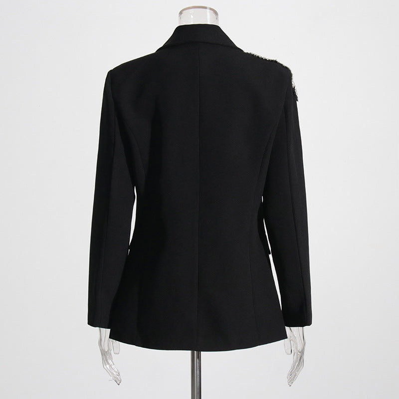 Small Autumn Fashion Polo Collar Stitching Decorations Blazers